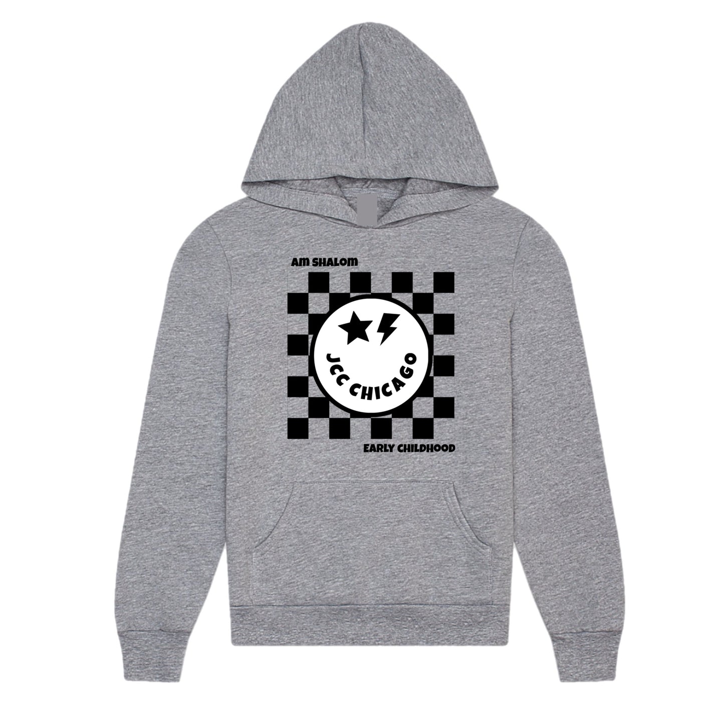 Checkered emoji JCC Am Shalom hoodie