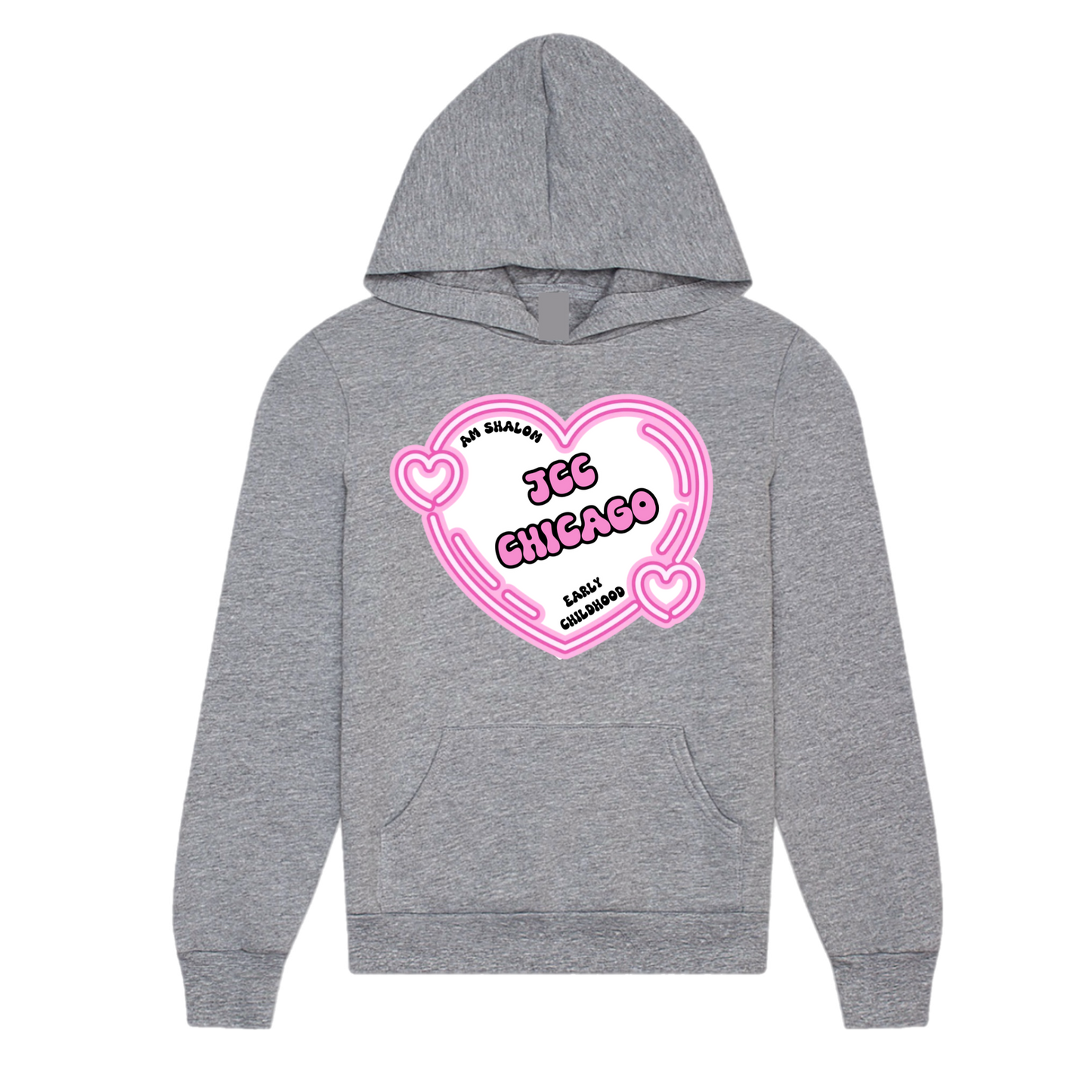 Pink heart JCC Am Shalom hoodie