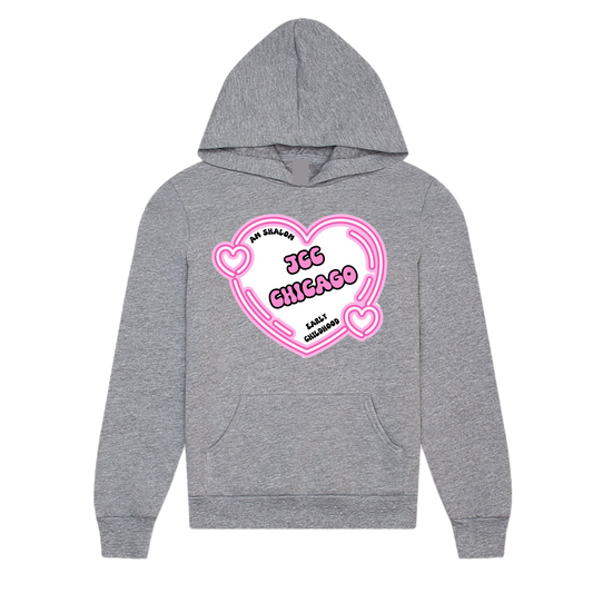 Pink heart JCC Am Shalom hoodie