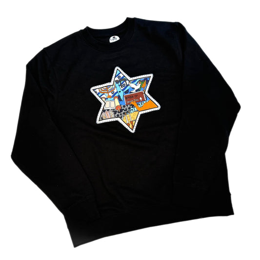 Star of David crewneck (black)- womens