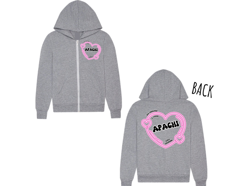 Pink heart APACHI zip hoodie