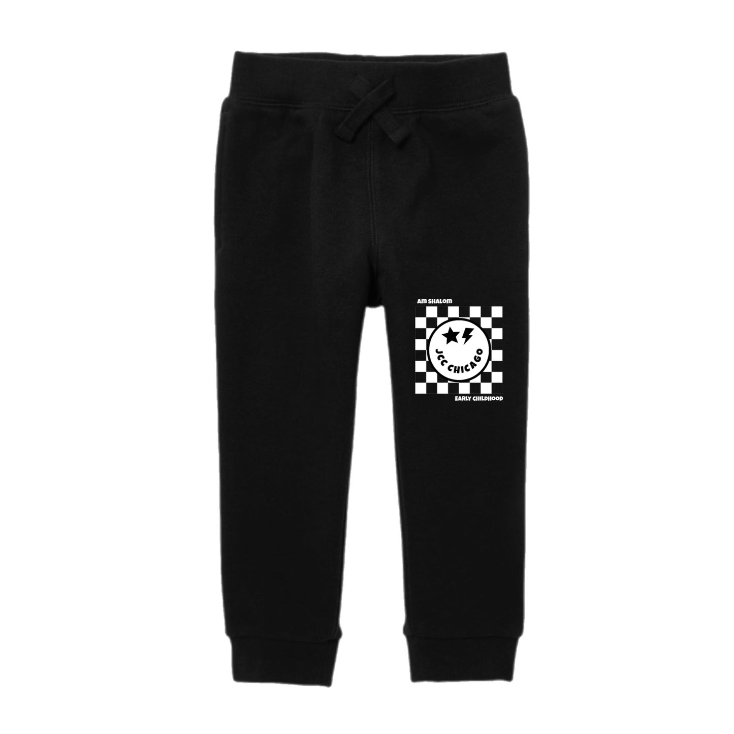 Checkered emoji JCC Am Shalom joggers